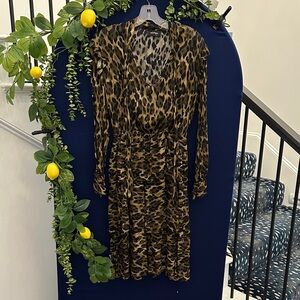 Elegant Leopard Print Midi Dress